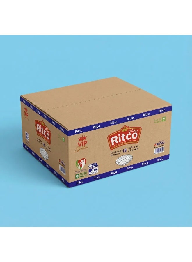 Ritco Carton Of Round Plastic Plates Divided, Size 18 (1000 Plates/Carton) - Image 1