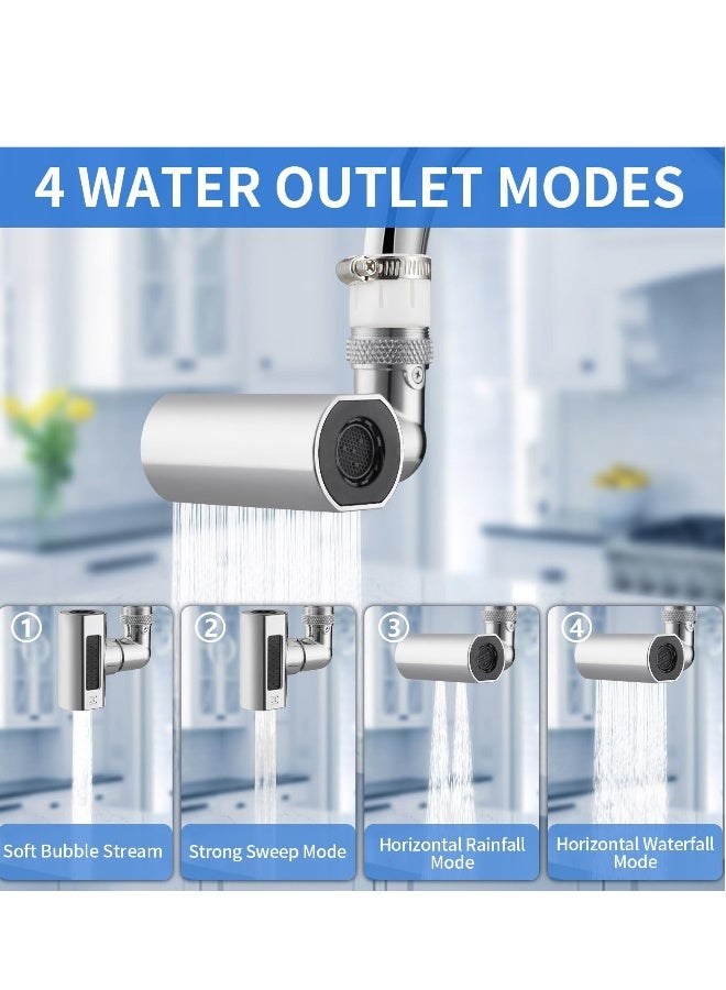 4 Function Waterfall Kitchen Faucet with 360 Degree Rotation, Splash Resistant Faucet Head for Kitchen Sink, High Arc Design Ideal for Washing Fruits and Vegetables