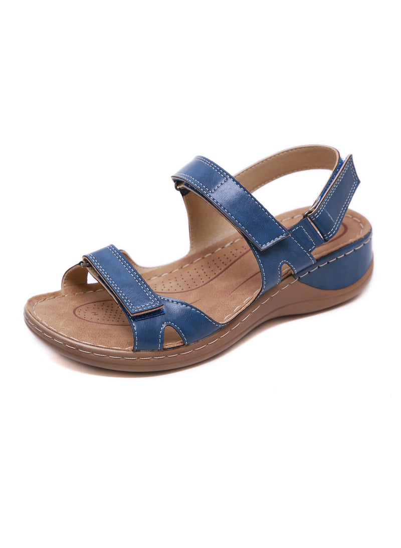 Loquat Women's Casual Stylish Thick Soled Non Slip Sandals Platform Shoes Blue - Image 1