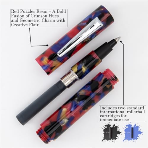 Monteverde MVP Liquid Rollerball Pen Red Puzzles - Medium Point - Compact & Versatile Mini Pocket Pen - Liquid Rollerball Technology - Cartridge & Eyedropper Fill - Image 4