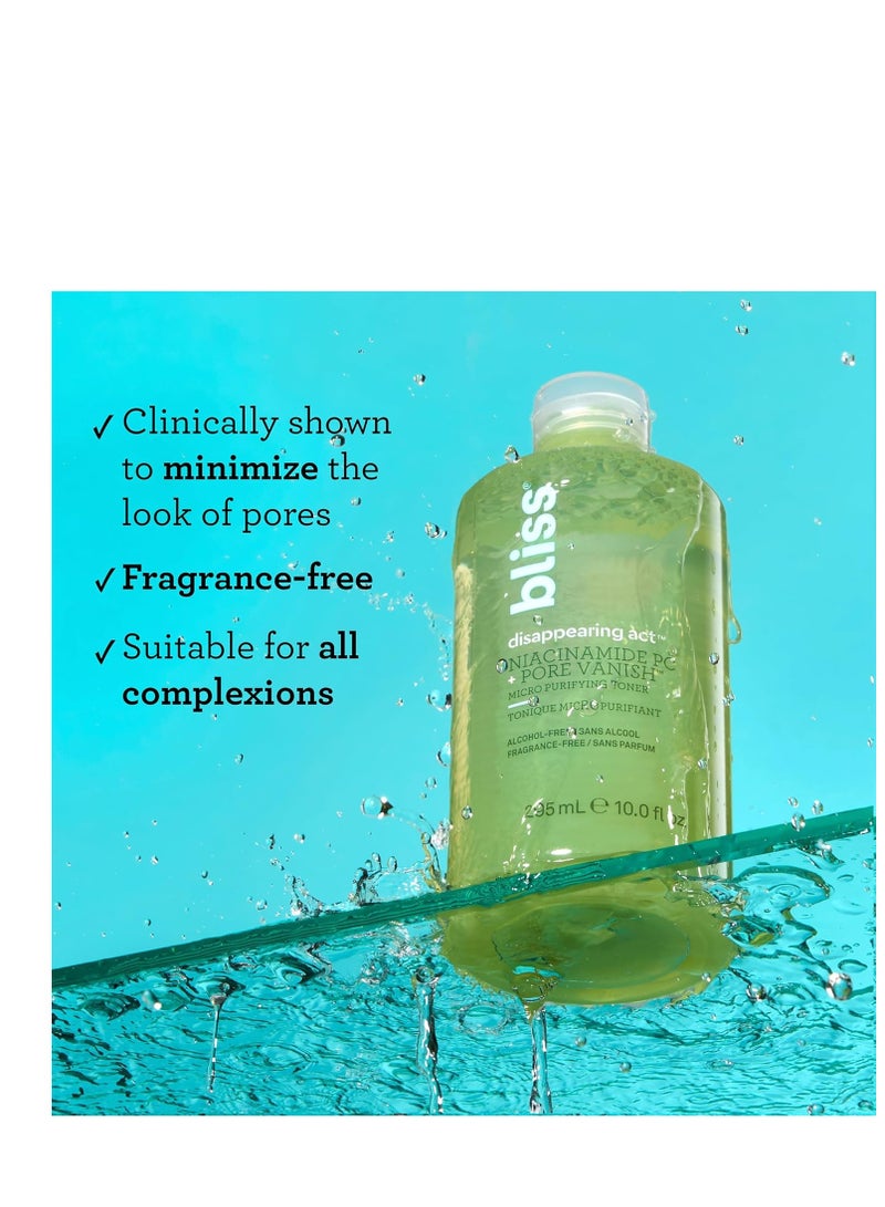 BLISS Bliss Disappearing Act Niacinamide Toner - 10 Fl Oz - Pore Vanish Complex - Purifies and Minimizes Pores - Alcohol-Free Face Toner - Clean - Vegan & Cruelty Free - Image 4