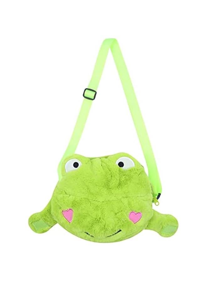 Cute Frog Plush Crossbody Bag Novelty Frog Purse Soft Stuffed Animal Fluffy Tote Bag Gifts for Women Girls Boys,Green2#  - Image 2