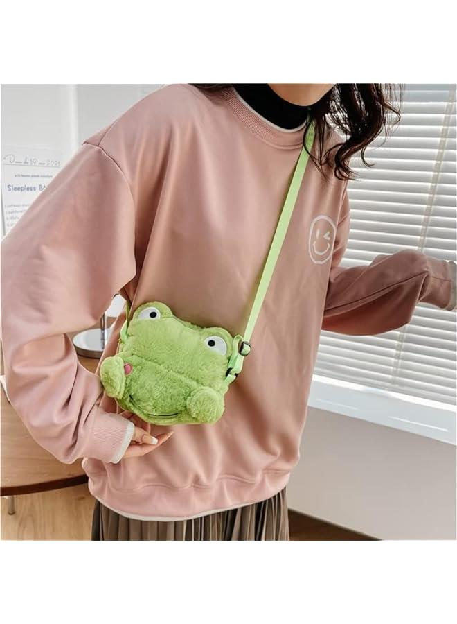 Cute Frog Plush Crossbody Bag Novelty Frog Purse Soft Stuffed Animal Fluffy Tote Bag Gifts for Women Girls Boys,Green2#  - Image 3