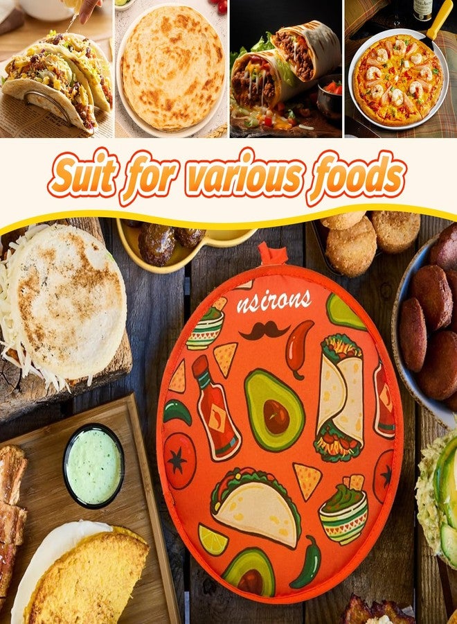 NSIRONS 2Pcs Tortilla Warmer, 12 Inch Insulated Microwave Safe Fabric Tortilla Warmer Pouch to Keep Food Warm for Corn Flour Taco Pizza Bread up to One Hour (2 pack Black&Orange) - Image 5