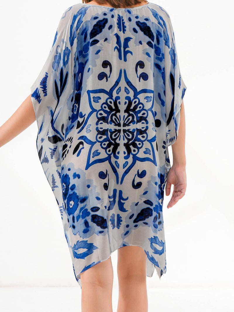 Moss Rose Women's Swimsuit Cover up Beach Kaftan for Bathing Suit with Floral Pattern - Image 3