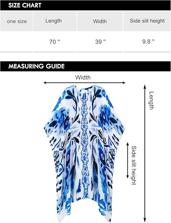 Moss Rose Women's Swimsuit Cover up Beach Kaftan for Bathing Suit with Floral Pattern - Image 5