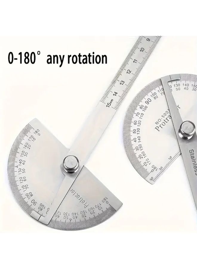 Adjustable Stainless Steel Angle Ruler 180 Degree Foldable Design 1pc - Image 3