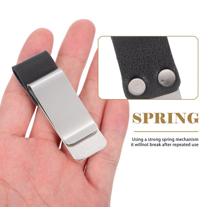 Stainless Steel Metal Paper Clips 4pcs Retro Small Binder Clips with Pen Holder - Image 4