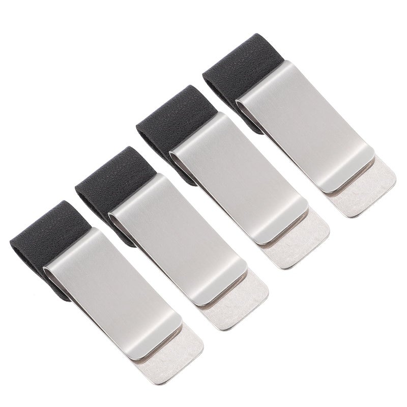 Stainless Steel Metal Paper Clips 4pcs Retro Small Binder Clips with Pen Holder - Image 2
