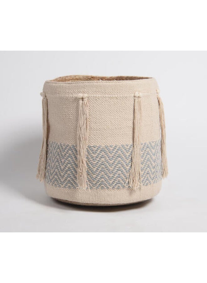 Handwoven Storage Basket with Tassels