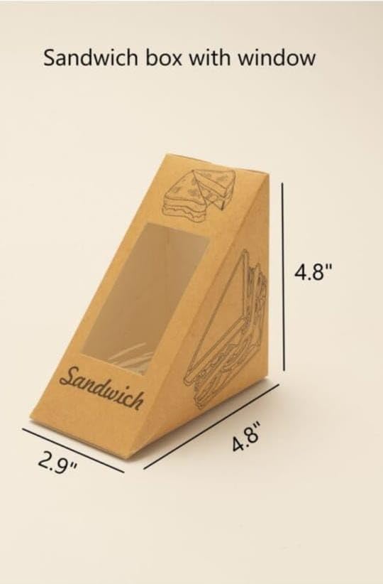 Hygiene Packaging عبوات ساندويتش مثلثة 50 قطعة مع نافذة من ورق كرافت - Image 3