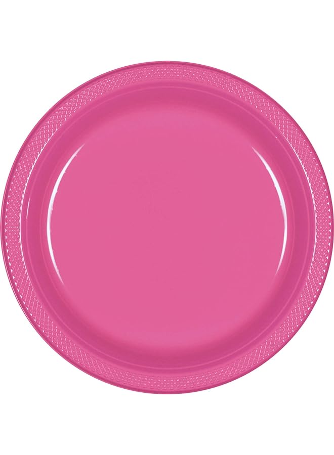 Amscan Bright Pink Plastic Plates 9In 20Pcs