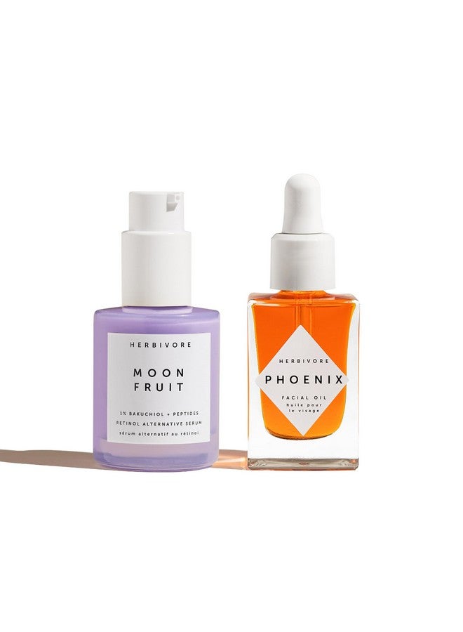 HERBIVORE Wrinkle-Fighting Regimen - MOON FRUIT 1% Bakuchiol & Peptides Serum + PHOENIX Rosehip Anti-Aging Face Oil - for Smoother, Youthful Skin, Plant-based, Vegan, Cruelty-free - Image 1