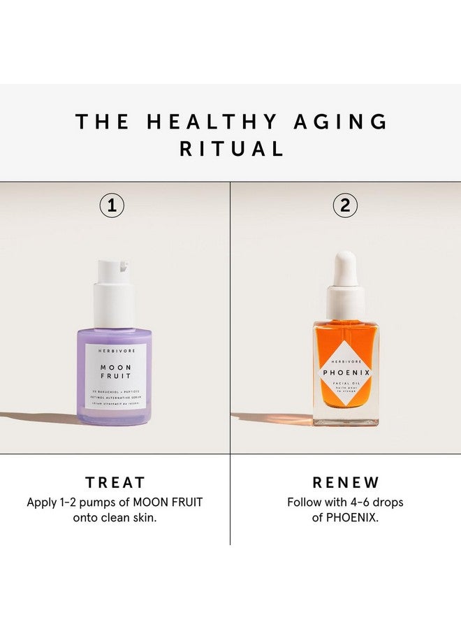 HERBIVORE Wrinkle-Fighting Regimen - MOON FRUIT 1% Bakuchiol & Peptides Serum + PHOENIX Rosehip Anti-Aging Face Oil - for Smoother, Youthful Skin, Plant-based, Vegan, Cruelty-free - Image 4