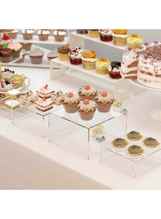 TPGP Acrylic Display Risers, 5-Sided Acrylic Riser with Hollow Bottoms, Perfect for Weddings, Cupcake Candy Food, Parties, Brunch, Buffet - Image 2