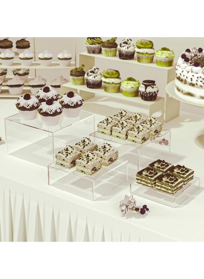 TPGP Acrylic Display Risers, 5-Sided Acrylic Riser with Hollow Bottoms, Perfect for Weddings, Cupcake Candy Food, Parties, Brunch, Buffet - Image 3