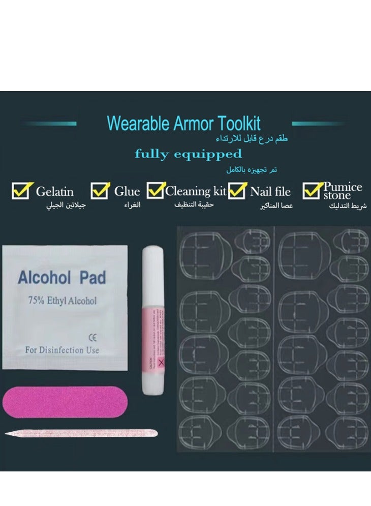 جوسكوين أظافر لاصقة، 24 قطعة، أظافر كرزية وردية ناعمة بأسلوب فرنسي مع تأثير جليتر عين القطة المذهل، وزينة أظافر على شكل قلب رقيق، وتصميم أنيق بشكل لوزي، وبرائص أظافر قابلة لإعادة الاستخدام ومتينة، مع مجموعة غراء كاملة. - Image 4