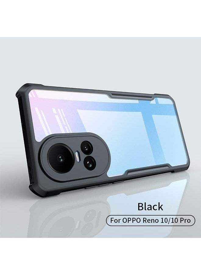 ماركة غير محددة غطاء حماية ل OPPO Reno 10 / OPPO Reno 10 Pro 5G TPU وسائد هوائية مقاومة للصدمات مع حماية عدسة الكاميرا ، جراب خلفي أسود شفاف مضاد لبصمات الأصابع ، جراب هاتف نحيف مضاد للاصفرار  - Image 2