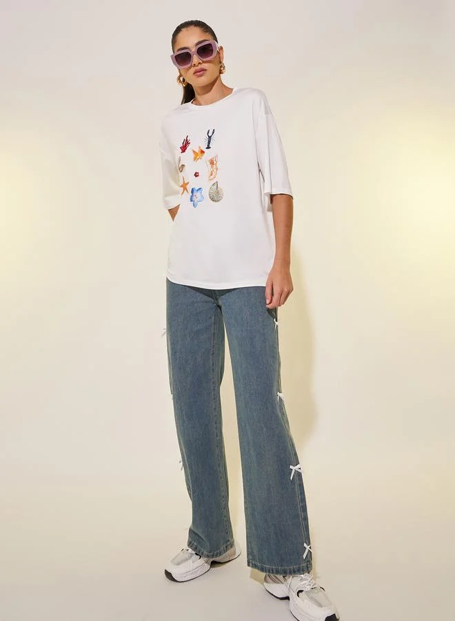 Take Two Graphic Print Short Sleeve Oversized T-Shirt