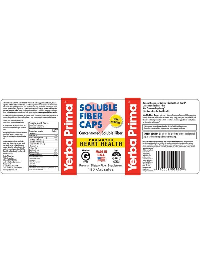 Yerba Prima كبسولات صيغة الألياف القابلة للذوبان، 180 عدداً - مكمل غذائي للألياف الفاخرة، طبيعي، ألياف قابلة للذوبان مركزة، خالي من الغلوتين، غير معدّل وراثياً، مصنوع في الولايات المتحدة - Image 4