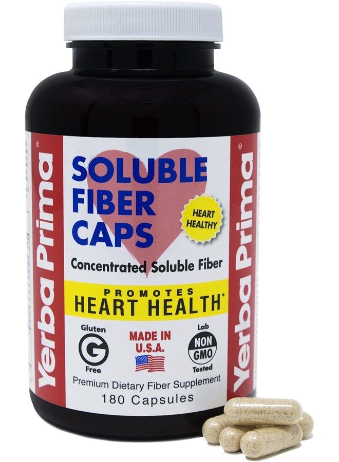 Yerba Prima كبسولات صيغة الألياف القابلة للذوبان، 180 عدداً - مكمل غذائي للألياف الفاخرة، طبيعي، ألياف قابلة للذوبان مركزة، خالي من الغلوتين، غير معدّل وراثياً، مصنوع في الولايات المتحدة - Image 1