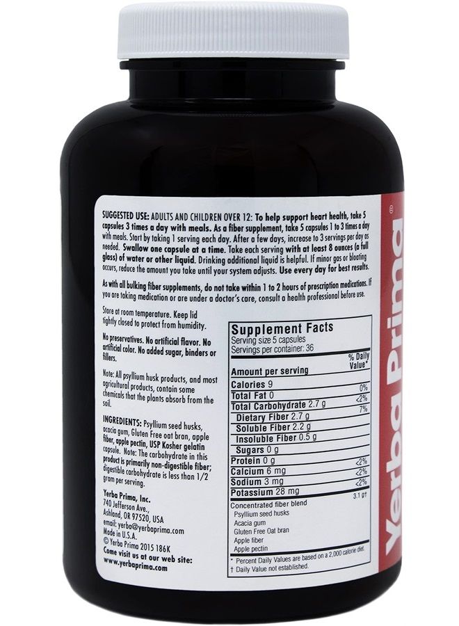 Yerba Prima كبسولات صيغة الألياف القابلة للذوبان، 180 عدداً - مكمل غذائي للألياف الفاخرة، طبيعي، ألياف قابلة للذوبان مركزة، خالي من الغلوتين، غير معدّل وراثياً، مصنوع في الولايات المتحدة - Image 3