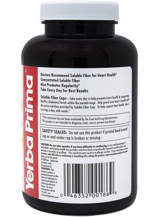 Yerba Prima كبسولات صيغة الألياف القابلة للذوبان، 180 عدداً - مكمل غذائي للألياف الفاخرة، طبيعي، ألياف قابلة للذوبان مركزة، خالي من الغلوتين، غير معدّل وراثياً، مصنوع في الولايات المتحدة - Image 2
