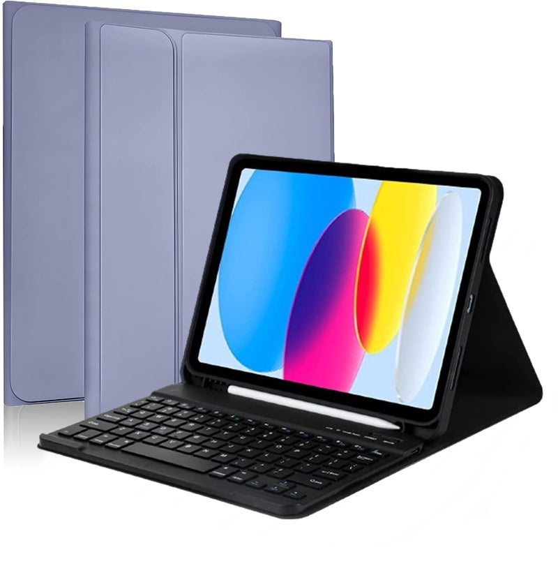 ProElite Detachable Wireless Bluetooth Keyboard case Cover for iPad (A16) 11th/10th Gen 2025/2022 with Pencil Holder, Lavender - Image 1
