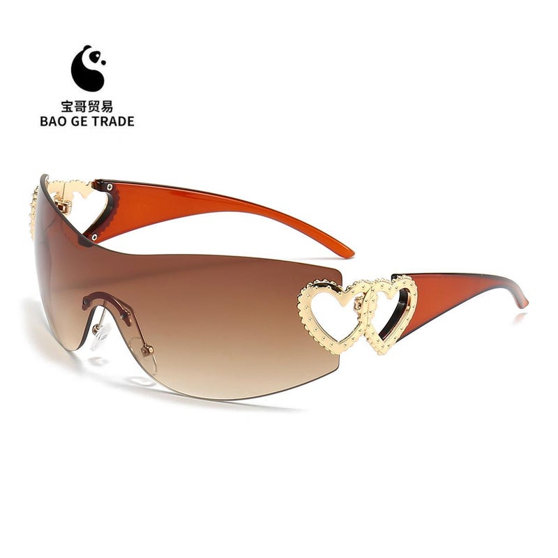 2023 Outdoor New Product Heart Metal New Integrated Sunglasses Trendy Sunglasses Y2K Glasses - Image 2