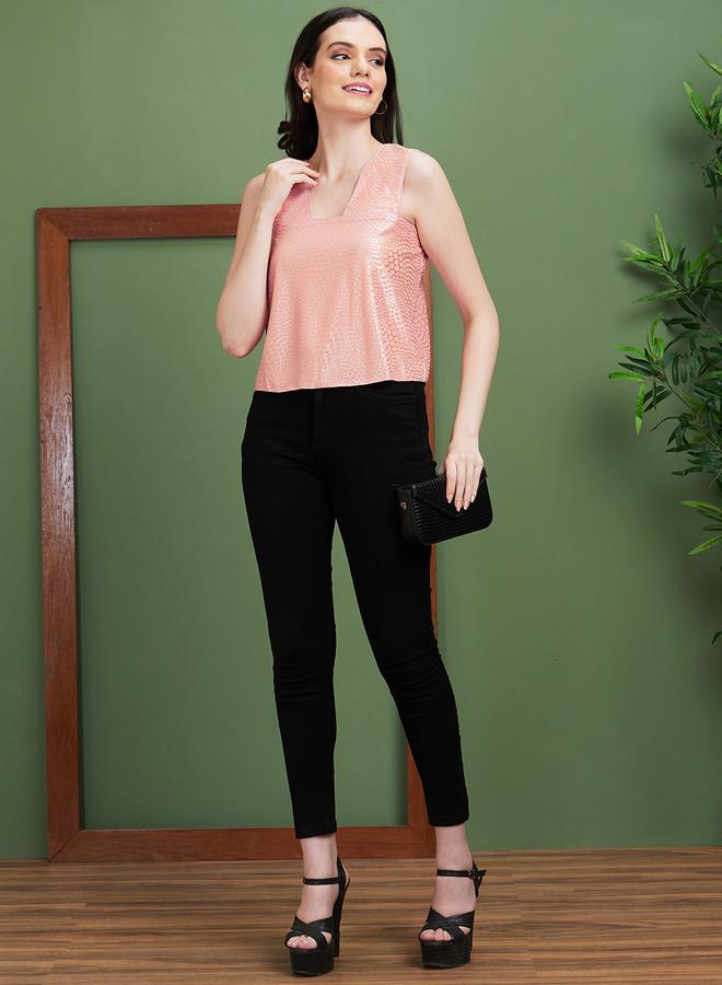 globus Textured Square Neck Sleeveless Top - Image 5