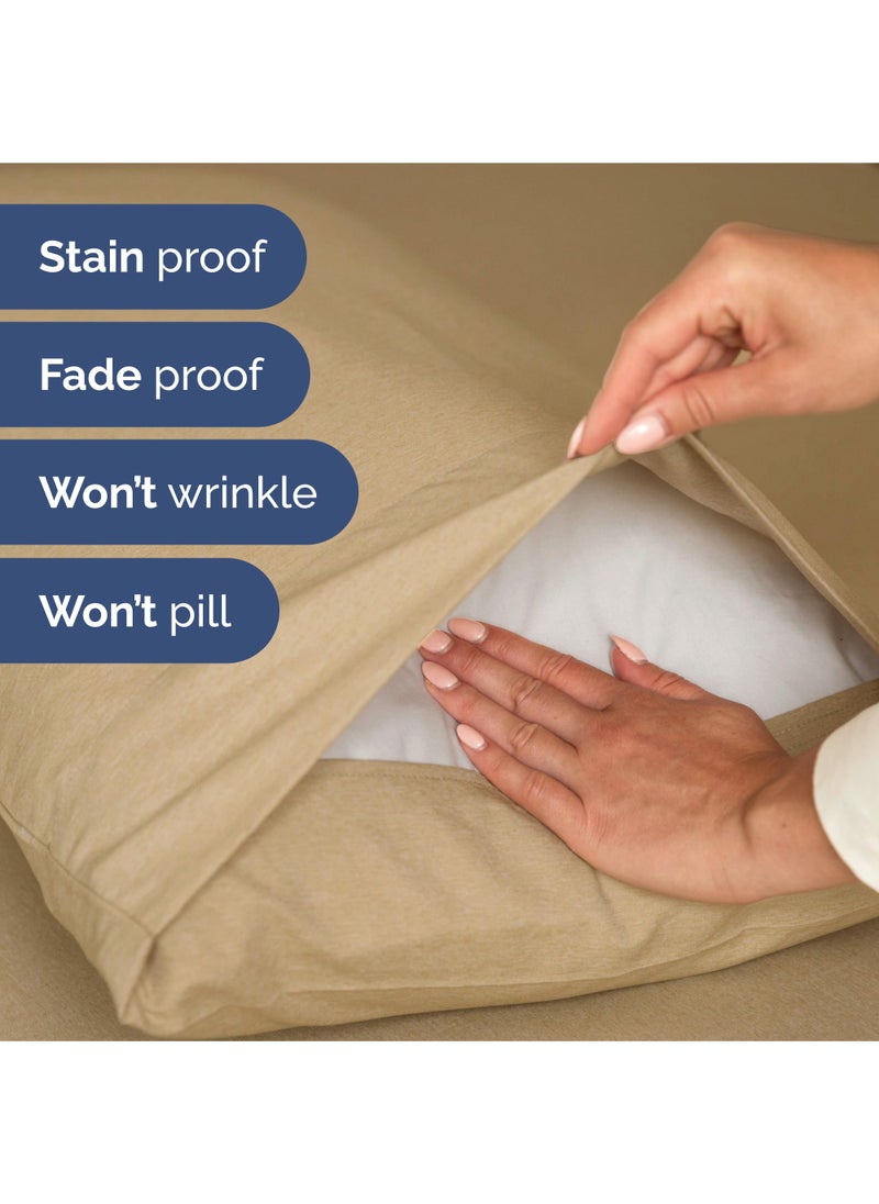 Extra Deep King Sheet Set - 6 Piece Breathable and Cooling Sheets - Hotel Luxury Bed Sheets Set - Easy Fit - Soft  Wrinkle Free and Comfy Sheets Set - Heathered Tan Sheet Set with Extra Deep Pockets