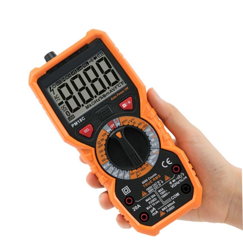 مقياس رقمي متعدد محمول عالي الدقة بشاشة LCD مضاءة يقيس السعة والمقاومة والجهد - Image 5