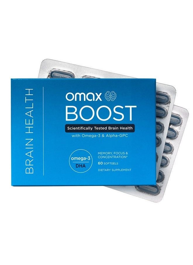 Omax3 - Omax Boost Alpha Gpc Brain Health Supplement With Omega 3 Dha + Memory Focus Performance Mood Immunity Aging ; 60 Softgels - Image 1