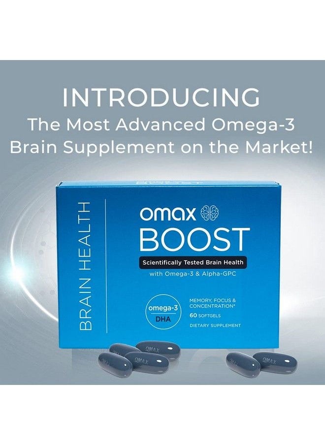 Omax3 - Omax Boost Alpha Gpc Brain Health Supplement With Omega 3 Dha + Memory Focus Performance Mood Immunity Aging ; 60 Softgels - Image 1