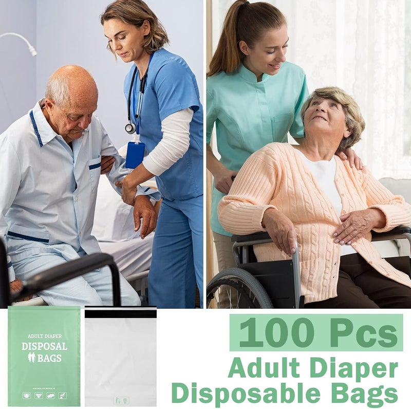 PerKoop حقائب التخلص من الحفاضات الكبيرة للبالغين القابلة للاستخدام لمرة واحدة من بيركوب 100 قطعة سميكة إضافية مع إغلاق محكم ضد الروائح ومقاومة للتمزق - Image 3