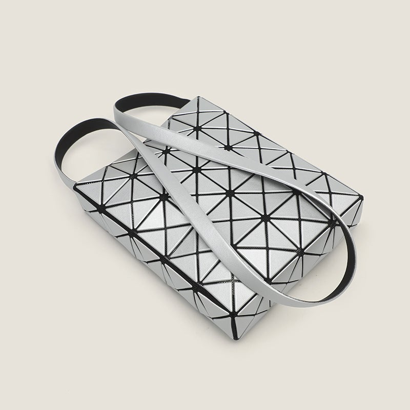 Japanese Small Square Geometric Quilted Bag Model Handbag Mobile Phone Bag Fashionable Mini Tote Shoulder Crossbody Bag - Image 3