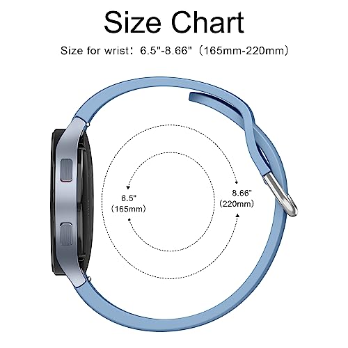 Tobfit Straps Compatible with Samsung Galaxy Watch 7/6/5/4 Strap 40mm 44mm,20mm Adjustable Original Style Silicone Sport Replacement for Samsung Galaxy Watch 7/6/5/4 Women Men -Blue-Gray - Image 3