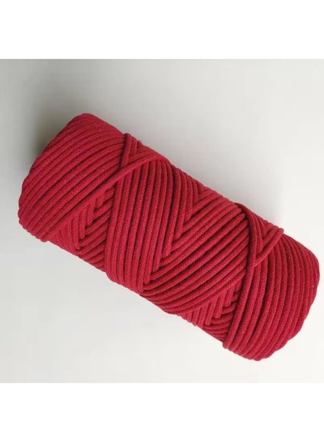Macrame Braided Cord 3mm 109 Yards  Cotton Rope Craft Cord Colorful Cotton Cord Twine for Wall Hanging Plant Hangers Crafts Knitting Decorative Projects(WINE RED)