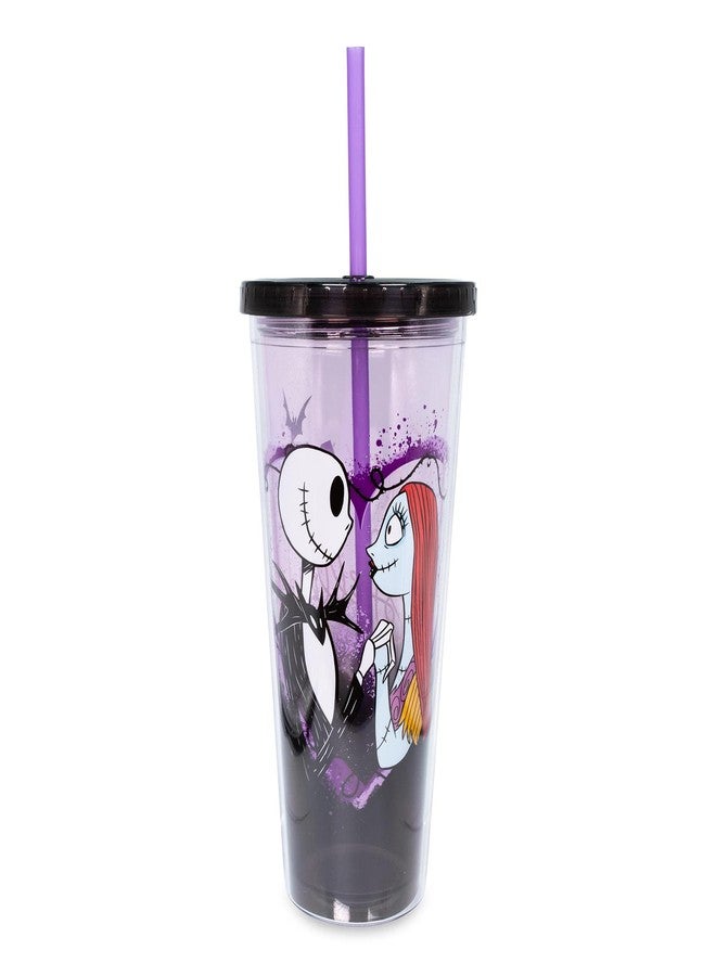 Disney The Nightmare Before Christmas 24-Ounce Carnival Cup With Reusable Straw and Leakproof Lid | Plastic Cold Cup For Boba Milk Tea Beverages, Home & Kitchen Essentials | Tim Burton Halloween Gifts - Image 1