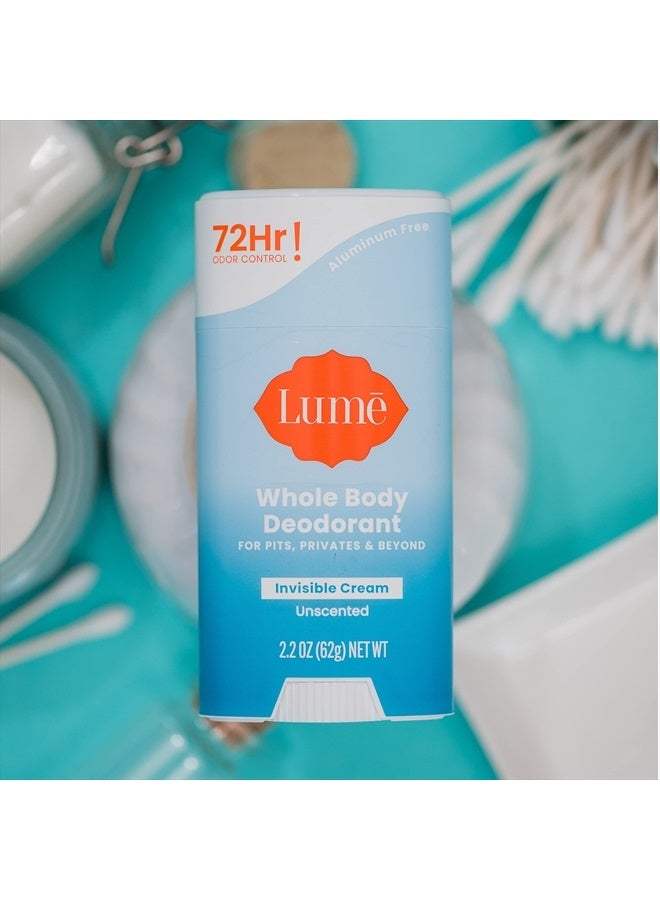 Lume Whole Body Deodorant - Invisible Cream Stick - 72 Hour Odor Control - Aluminum Free, Baking Soda Free, Skin Safe - 2.2 ounce (Unscented) - Image 4