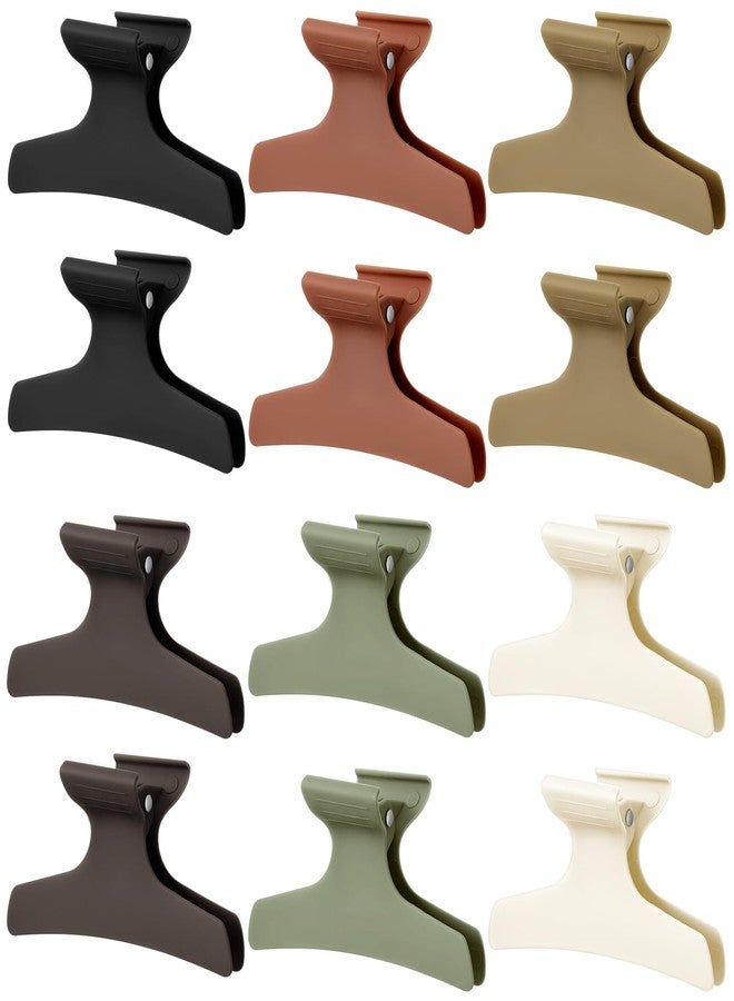 Batiyeer 12 Pcs Butterfly Hair Clips for Styling Sectioning Hair Clips for Women Butterfly Clamps Non Slip Claw Salon Section for Cutting Styling Coloring Thick Thin(Morandi Color) - Image 1