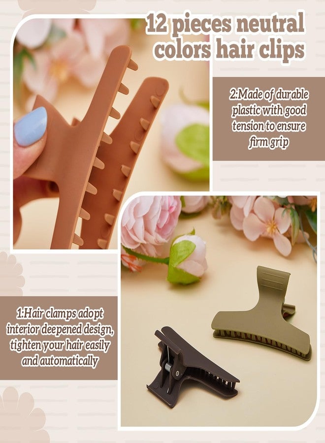 Batiyeer 12 Pcs Butterfly Hair Clips for Styling Sectioning Hair Clips for Women Butterfly Clamps Non Slip Claw Salon Section for Cutting Styling Coloring Thick Thin(Morandi Color) - Image 3