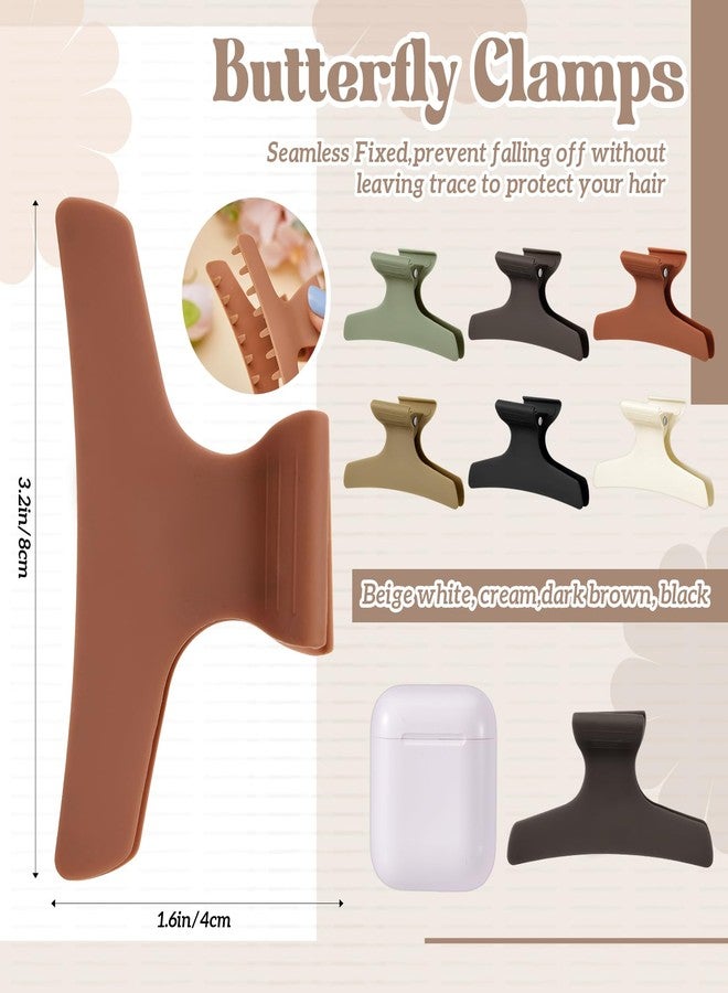 Batiyeer 12 Pcs Butterfly Hair Clips for Styling Sectioning Hair Clips for Women Butterfly Clamps Non Slip Claw Salon Section for Cutting Styling Coloring Thick Thin(Morandi Color) - Image 2