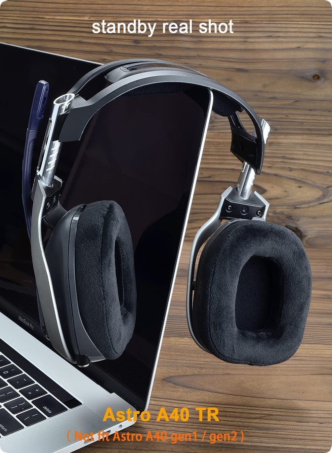 defean مجموعة تعديل A40 TR - وسائد أذن بديلة وحزام رأس متوافق مع سماعة أسترو جيمينغ A40 TR، وسائد أذن، ترقية رغوة عازلة عالية الكثافة، سمك إضافي (مخمل أسود) - Image 4