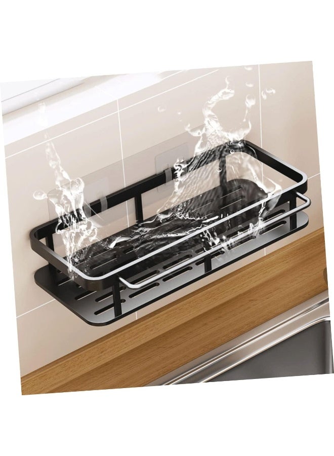 DIOTTI 2-Pack Wall-Mounted Bathroom Shelves Set, No Drill Shower Caddy Organizer, Self-Adhesive Plastic Storage Racks, Space-Saving Black Shelf Stand for Bathroom & Kitchen - Image 5