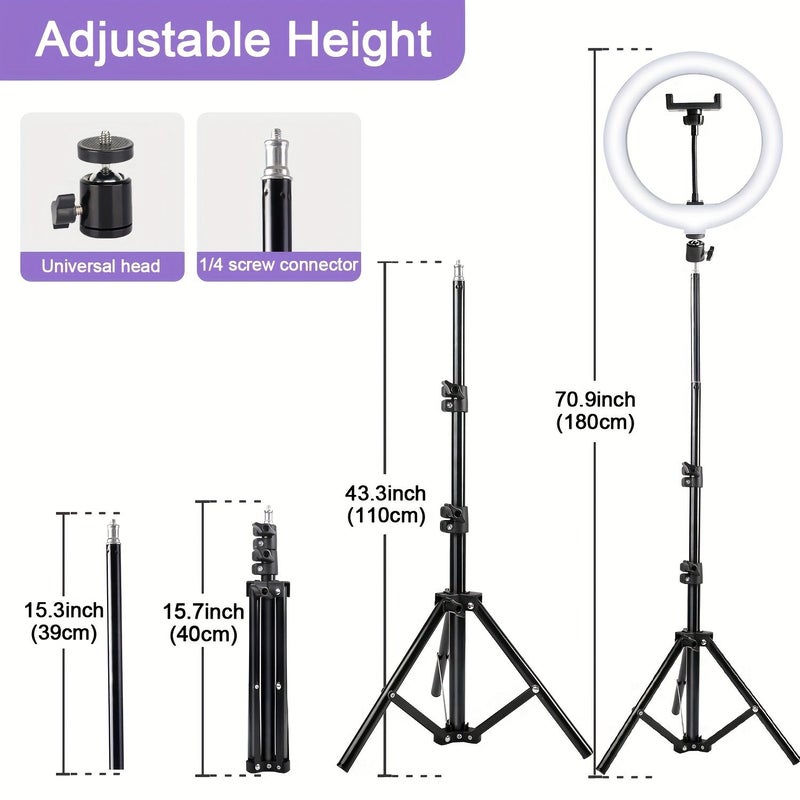 ZOMEI 10 Inch RGB Selfie Ring Light With 70 Inch Tripod For Live Streaming Photography - Image 3