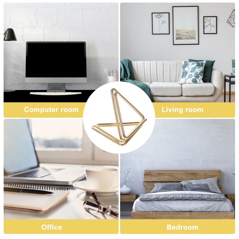 Gold Triangle Paper Clips 30 Pieces Double Layer Metal Memo Holders For Office School Desktop Organization - Image 4