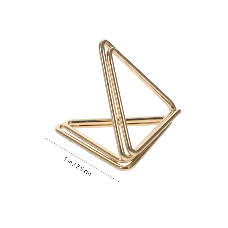 Gold Triangle Paper Clips 30 Pieces Double Layer Metal Memo Holders For Office School Desktop Organization - Image 3