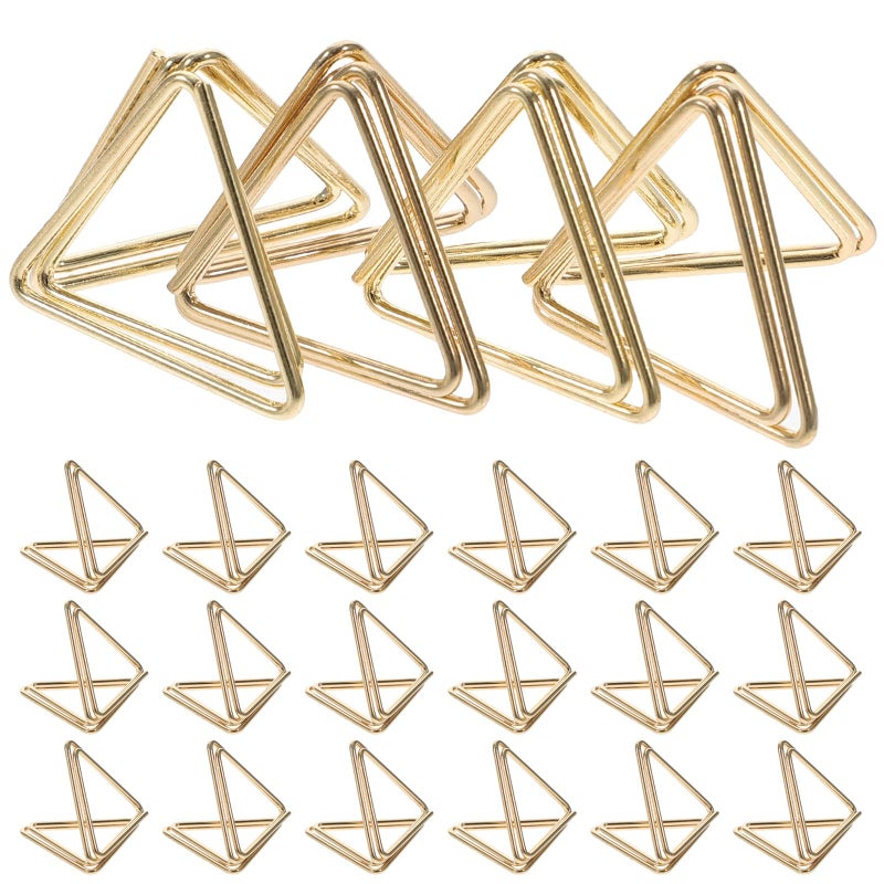 Gold Triangle Paper Clips 30 Pieces Double Layer Metal Memo Holders For Office School Desktop Organization - Image 2