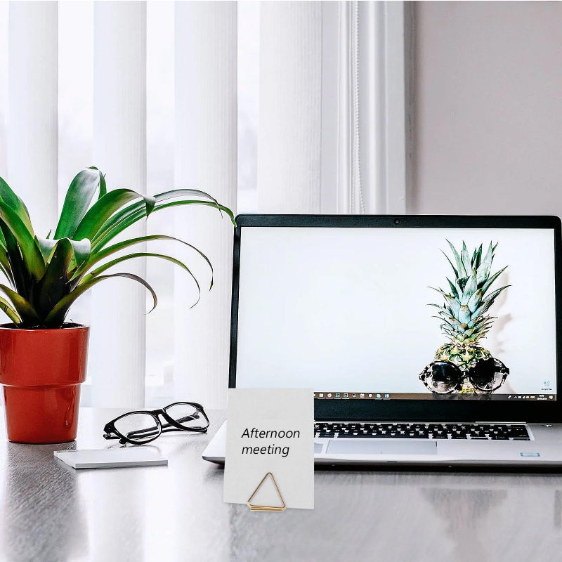 Gold Triangle Paper Clips 30 Pieces Double Layer Metal Memo Holders For Office School Desktop Organization - Image 5
